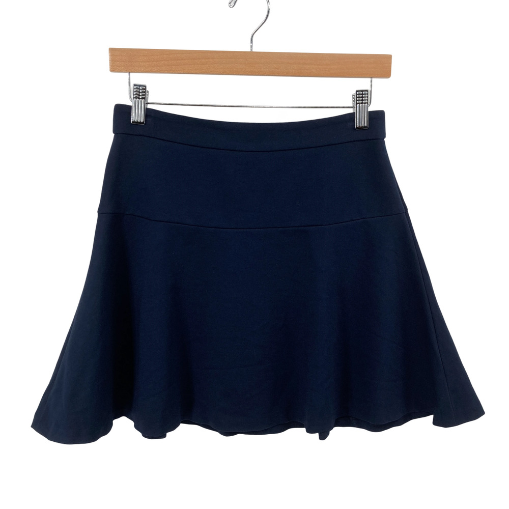 Banana Republic Navy Blue Flared Skater Skirt Petite 0P Stretch Womens